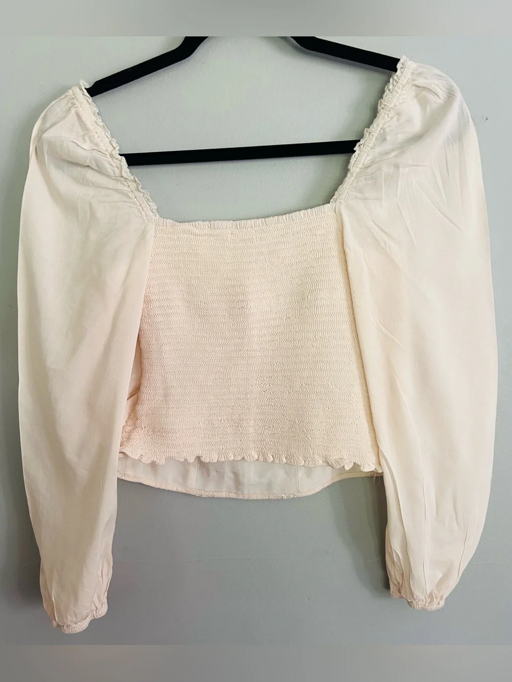 Reformation Isadora Top Ivory Eyelet Lace Smocked Cottagecore Blouse Size 6